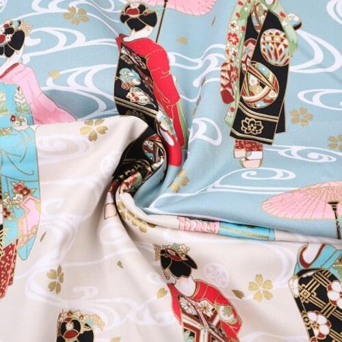 Japanese Geisha Design Pattern Fabric Bronzing Fabric For Diy Sewing Bag Kimono Cheongsam Craft Quilting Patchwork Material