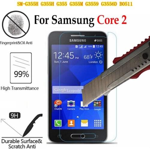 Tempered glass screen protector FILM FOR Samsung Galaxy Core 2 II SM-G355H G355H G355 G355M G3559 B0511 GLAS sklo an mobil case