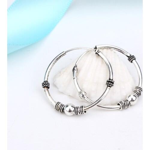 1pair 24mm Bohemian Vintage Color Circle Hoop Earrings for Women Simple Earrings Hook Pierced Cuff Brincos Bijoux Jewelry
