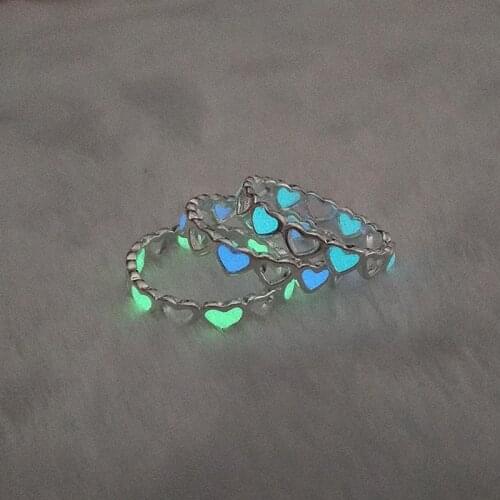 1 pc Couple Luminous Finger Rings For Women Men Glowing In Dark Heart Lover Wedding Bands Women Girls Jewelry Gift Accessories