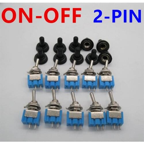 10PCS MTS-101 2-Pin SPST Touch ON-OFF 6A 125V Toggle Switch Mini Switches Miniature Toggle Switches +10pcs Waterproof Cap