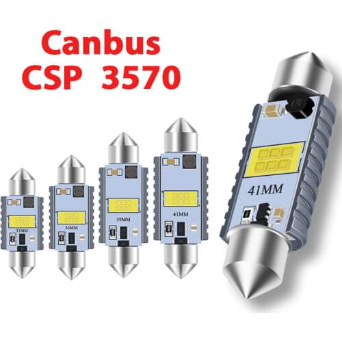 100PC CANBUS C5W Festoon C10W Led Car LED New CSP Blub 31mm 36mm 39mm 41mm Interior Dome Lamp License Plate Reading Light White