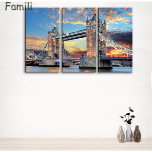3 Panel Modern London city Canvas art Painting on the Wall Modular Pictures vintage home decor Canvas Painting for Living Room