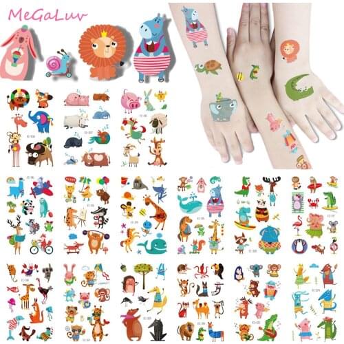 4 Sheets/Pack Cute Cartoon Animals Tattoos Stickers for Kids Temporary Tattoo Body Art Tattoo Sticker Waterproof