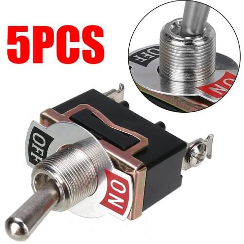 5pcs/set 12V 15A Heavy Duty Rocker Toggle Flick Switch ON/OFF Car Dash Light Metal SPST 2pin Accessories