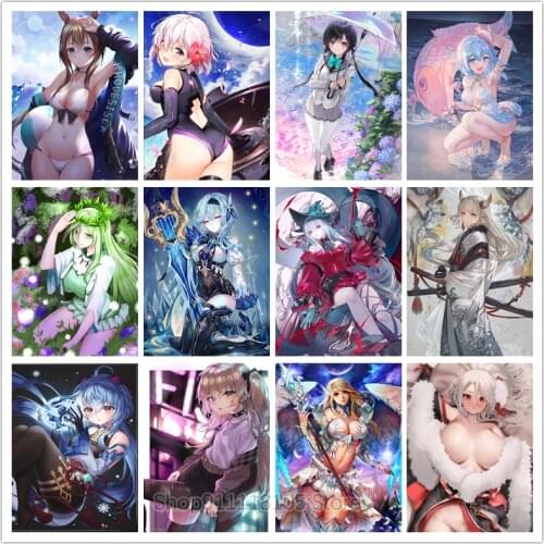 5d Diy Diamond Painting Japanese Cartoon Picture Full Square/Round Diamond Embroidery Cute Girl Rhinestone Mosaic Set Home Decor