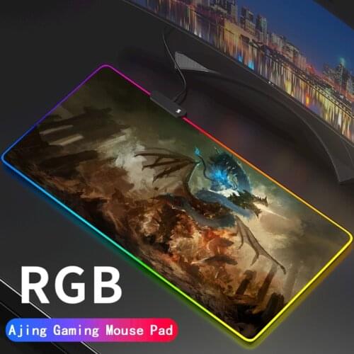 Dragon RGB Pc Accessories Led Mouse Pad Gaming Mats Gamer Backlit Mausepad Large Mouse Mat Desk Support DIY