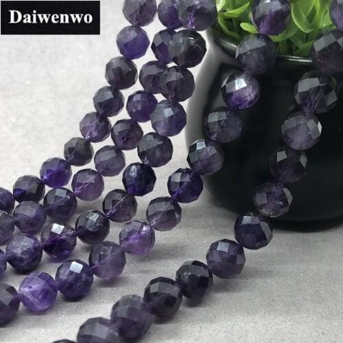 Amethyst Crystal Beads 6/8mm Faceted Natural Stone Cut Gem Geometry DIY