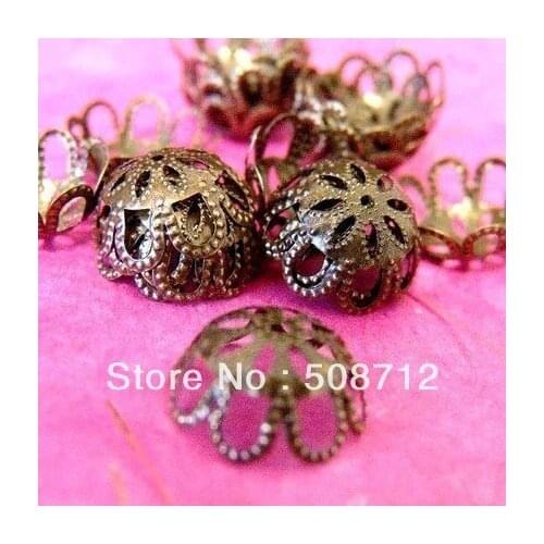 Free shipping!!2000pcs/lot 14mm antique filigree bronze bead caps Lead and nickel free /Eight leaves Flower Beads