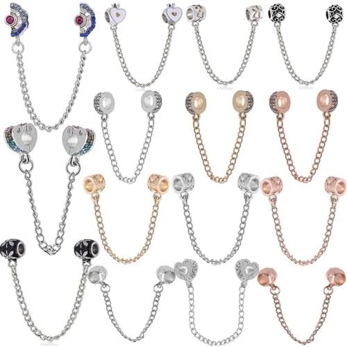 25 Styles Crystal Anti-dropping Charm Safety Chain Fit Original DIY Bracelets Bangle Jewelry Accessories For Women Special Offer