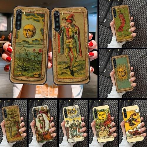 Retro Tarot cards Phone case For Xiaomi Redmi Note 7 7A 8 8T 9 9A 9S 10 K30 Pro Ultra black 3D Etui painting prime tpu funda