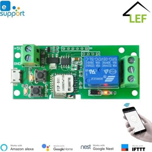 EWeLink Smart USB 5V DIY 1 Channel Jog Inching Self-locking WiFi Wireless Smart Home Switch Remote Control with Alexa