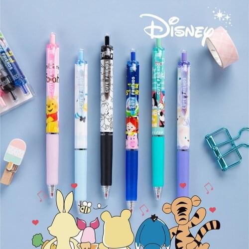 New 6PCS Disney Mickey Mouse Black Gel Pen Donald Duck Erasable Black Ballpoint Pen School Office Supplies Gift Stationery Gift