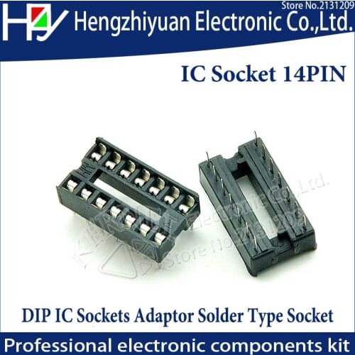Hzy IC Sockets 14 pin 10PCS 2.54mm Through Hole Stamped pin Open Frame IC Dip Socket,Pitch Through Hole Dip Socket Connectors