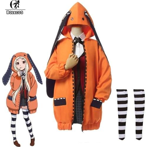 ROLECOS Anime Kakegurui Yomoduki Runa Cosplay Costume Cosplay Yomoduki Runa Costume School Uniform Women Coat Jacket Full Set