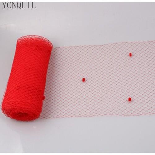 Red 5 Yards Per Lot Birdcage Veil With Dot 45CM Width Russian Veiling Netting Wedding Dot Veils For Fascintor Accessories LDV020