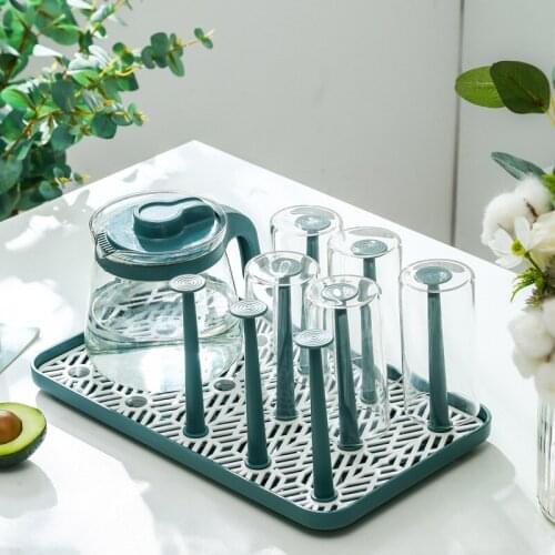 Kitchen Drain Tray Double Layers Tea Cup Organizer Shelf Cutlery Bowl Dish Drying Rack Plastic Sponge Holder Kitchen Accessories