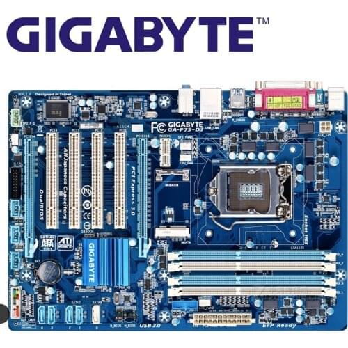 LGA 1155 For Intel DDR3 Gigabyte GA-P75-D3 Original Motherboard USB2.0 USB3.0 SATA3 P75-D3 32GB B75 22nm Desktop Mainboard