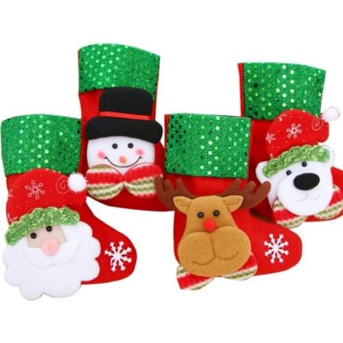 Mini Christmas Hanging Socks Cute Candy Gift Bag Christmas Stocking for Christmas Tree Decor Pendant LX8303