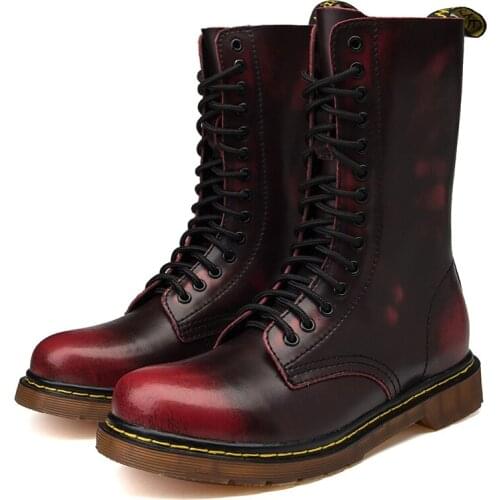 Size 35-46 Chunky Motorcycle Boots For Man And Women Autumn 2021 Fashion Round Toe Lace-up Combat Boots