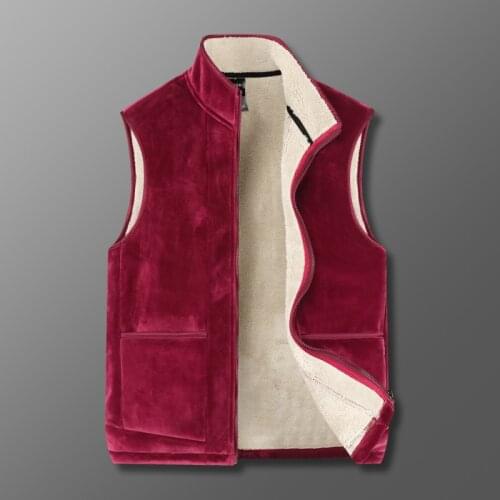 2021 Mens Autumn and Winter Leisure Stand Collar Vest V-neck New Fleece-Lined Fashion Vest