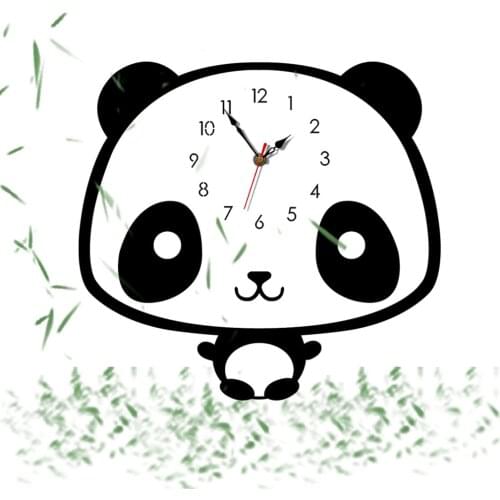 New Wall Clocks Nordic Style Panda Wall Clock Silent Wooden Clock For Home Living Room Stickers Oversize Wall Clock Home Letter
