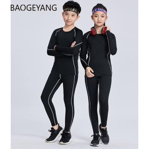 New Compression Sets For Kids Base Layer Running Suits Long Sleeve Pants Leggings Fitness Gym Clothes Childrens Sports Suit
