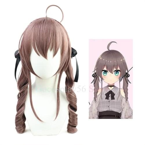 VTuber Natsuiro Matsuri Wig Ponytails Hololive Cosplay Pink Brown Long Curly Braided Youtuber Girls Hair