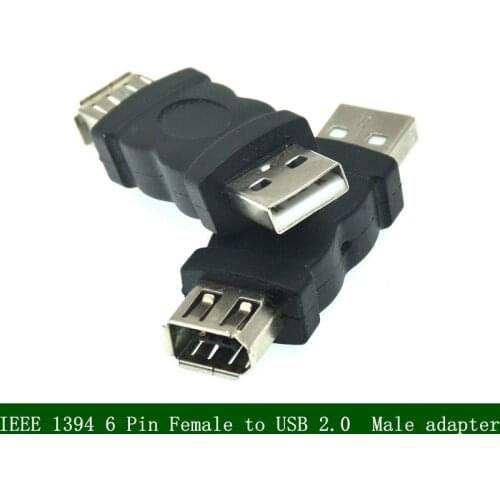 Firewire IEEE 1394 6 Pin Female to USB 2.0 Type A Male Adaptor Adapter cable Cameras Mobile Phones MP3 Player PDAs adapter Black