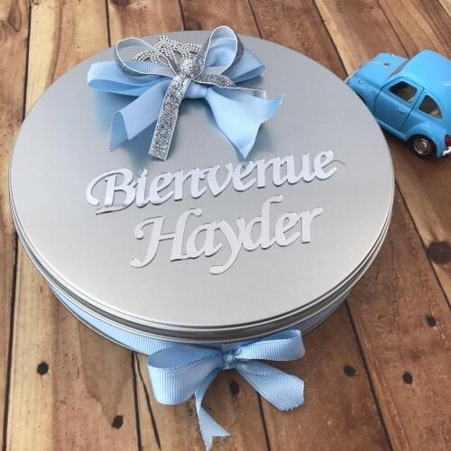 Boy Baby Shower Favor Biscuit Chocolate Cookie Tin Newborn Gifts NO CHOCOLATE