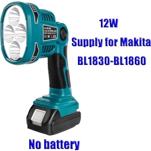 Pistol/Portable 12W 18V LED Lamp Flashlight For Makita(NO Battery,NO Charger)Lithium Battery USB Outdoor Emergency Lighting