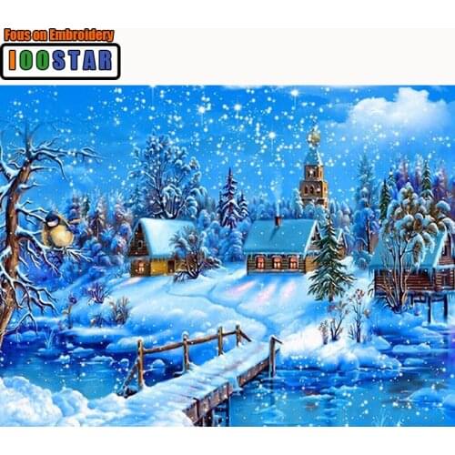Needlework 3D Diy Diamond Embroidery Natural Snow Landscape Restaurant Decorative Painting Full Square Diamond Painting