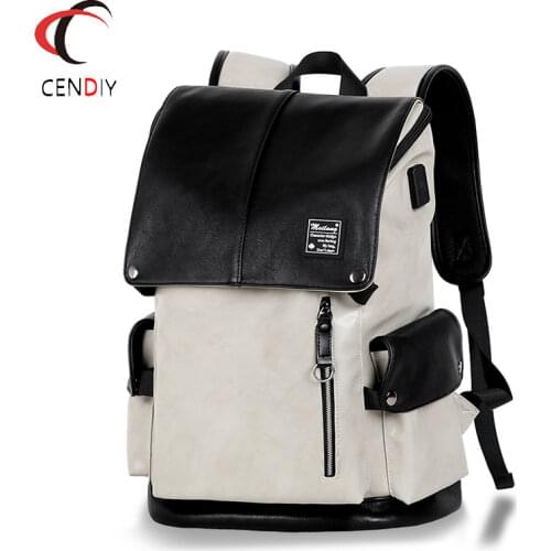 Fashion Casual Man Laptop Backpack Men Fit 14 Inch Laptop USB Recharging Large Space Travel Male Bag Anti Theft Backpack
