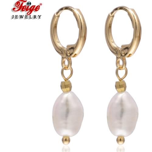 Fashion Design Women Jewelry 14K Gold Plated Natural Baroque Freshwater Pearls Drop Earrings Party Gifts Pearl Jewelry Wholesale