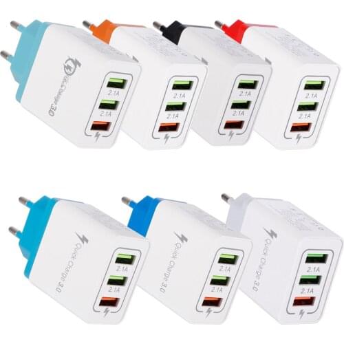 EU/US Plug 3 Port USB charger Fast Quick Charge QC3.0 USB Hub Wall Charger Adapter For iphone Samsung Phones FS