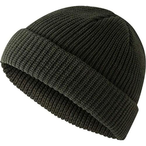 Hats Unisex Solid Color Knitted Beanie Hat Warm Brimless Cuff Skullcap Sailor Cap
