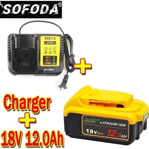 18V 12.0Ah MAX XR Power Tool Replacement Battery for DeWalt DCB184 DCB181 DCB182 DCB200 20V 5A Battery + 3A Charger