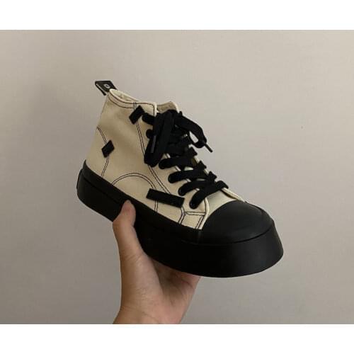Spring 2021 new thick soled high top canvas shoes womens shoes Korean version versatile street shooting board shoes trend