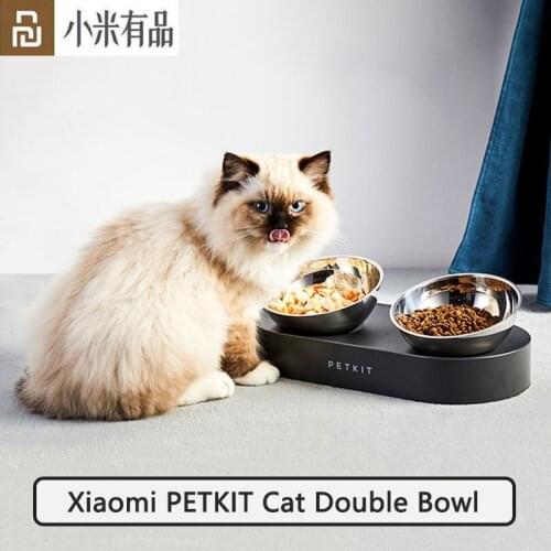 Youpin PETKIT Cat Double Bowl Cat Bowl Dog Bowl Stainless Steel Non-slip Food Bowl Water Bowls For Cats Dogs Feeders Cat Bowl