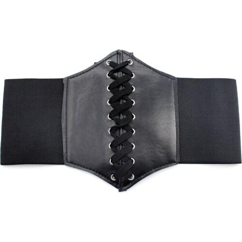66cm Female Fashion Body Shaper Waistband Corset Pu Leather Belts for Women Elastic High Waist Plastic Belts Clothing Decoration