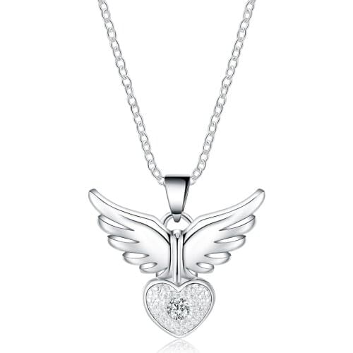 Wholesale silver color for women wedding Noble Beautiful fashion Elegant charm pretty Angel wings Necklace jewelry JSHN905