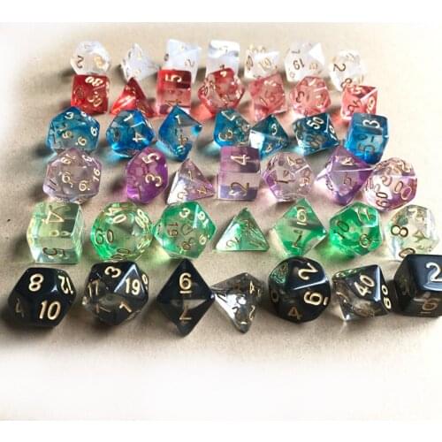 11 Kinds Option High Quality Transparent/Opaque two-color Digital Dice With Pearlized Effect Dice Set 7PCS/LOT Polyhedral Dice