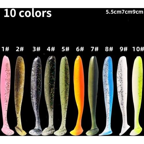 20pcs/lot Two-color T-tail Fish Lure Soft Bait 5.5cm/7cm/9cm