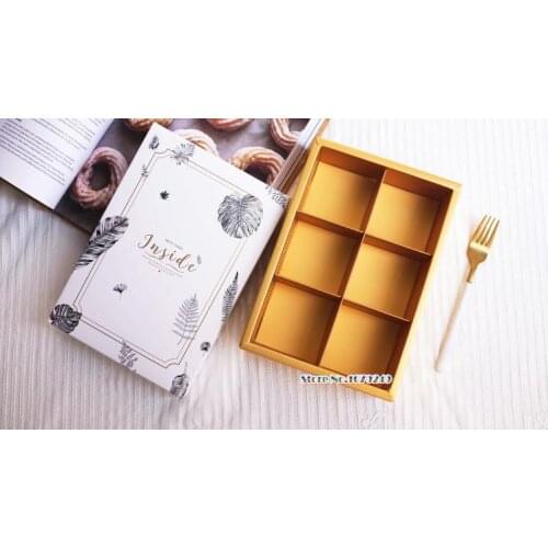 24x16.5x5.3cm Bronzing Plant Mooncakes gift Candy gift Box,snacks 6 Mooncakes Macaron Biscuits packing box for party 50pcs/lot