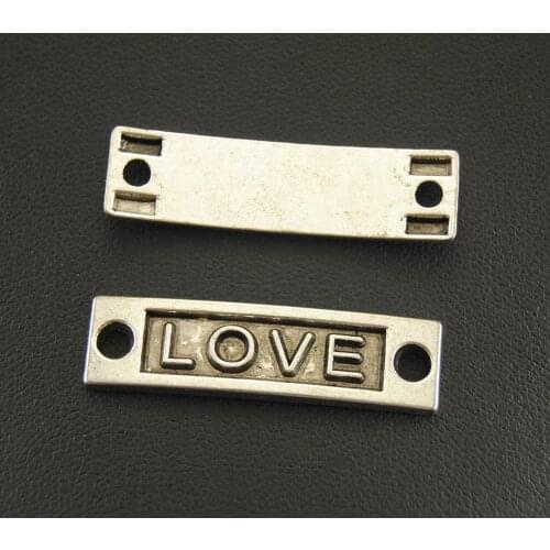 5pcs 6x27mm Silver Color/Bronze Letter Love Connector Inspiration Charms Bracelet Necklace Jewelry Making Handmade DIY A414