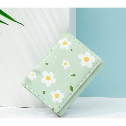 BISI GORO Flowers Printed Women Wallets Three-Fold Card Holders Fashion Small Fresh Short Business Purse Female Bags Mini Purse