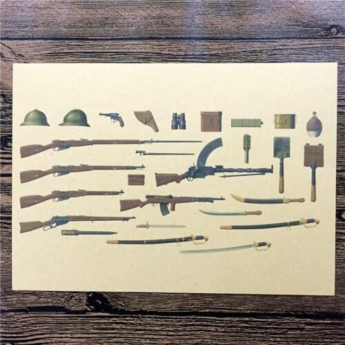 Home decor kraft paper "about weapons" for kichen wall sticker poster bar cafe living room wall art craft sticker FW-277