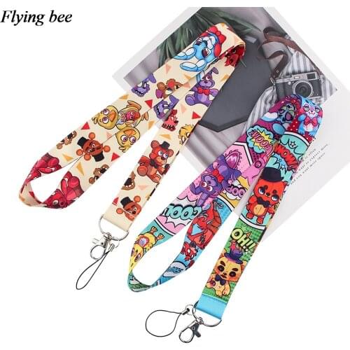 Flyingbee Cute Horror Bear Lanyard Phone Rope Keychains Phone Lanyard for Keys ID Card Lanyards For Men Women X0882