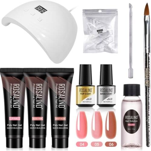 ROSALIND Poly Nail Gel Kit Varnishes Hybrid Polish For Manicure Soak Off Gel Nail Art Design Tools Set Nail Extension 15ml Gel