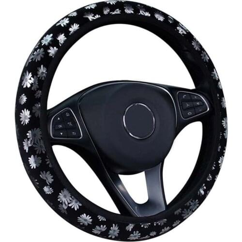 Chrysanthemum Elastic Band Steering Wheel Cover Shiny Snowflake 14.5 inches to 15 inches in Diameter Car Accessories Universal